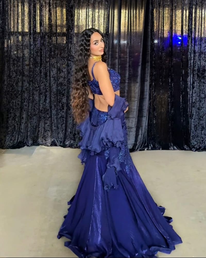 Royal blue ruffle lehenga, one of the new arrivals